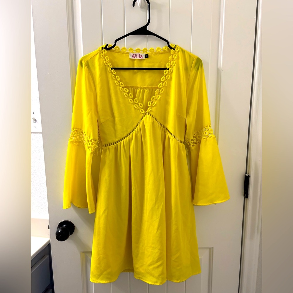 Vivilia Yellow Bell Sleeve Dress